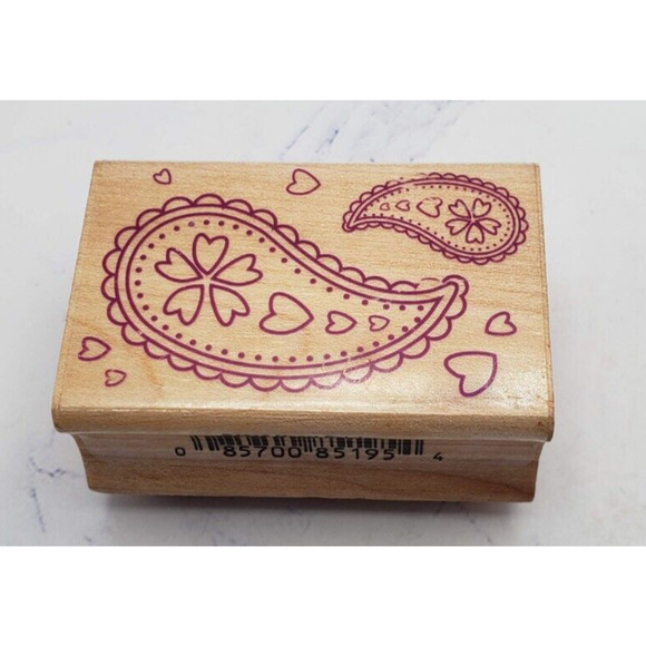 Hero Arts Duel Teardrop Pattern W/ Hearts Wood Mounted Rubber Stamp C4616 - Picture 1 of 7